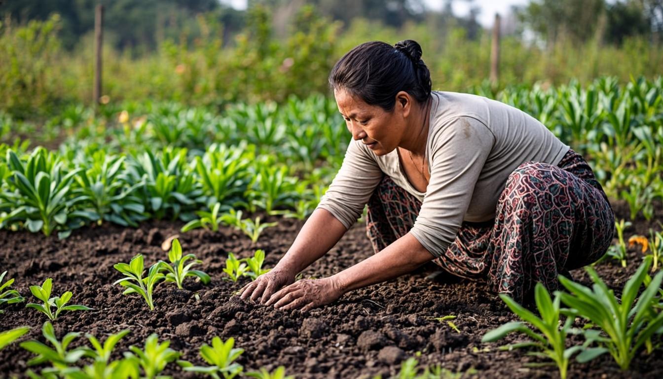 Farmer working in organic garden